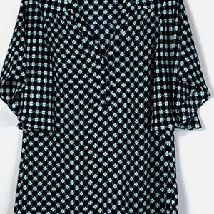 Express Black & Green Floral Short Sleeves Women's Blouse Size
